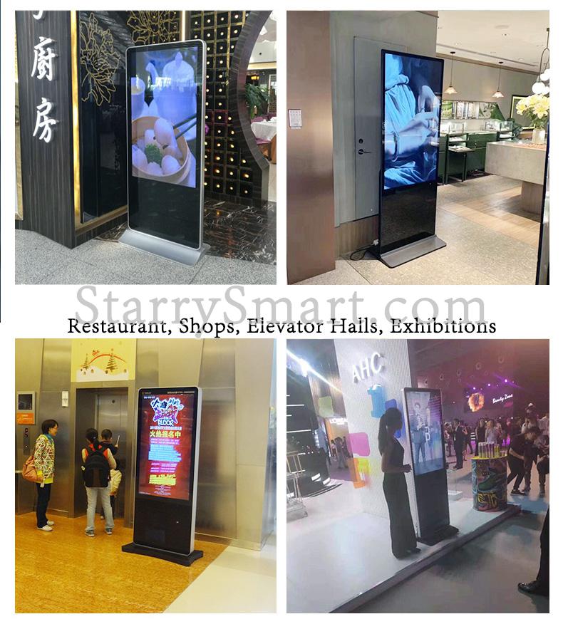 Floor Standing Smart Digital Poster Display screen for Exhibition banks stores shops elevator halls exhibition